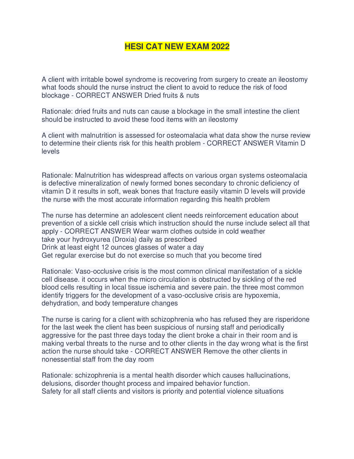 Preview image for HESI CAT NEW EXAM 2022